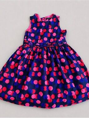 Tommy Hilfiger Navy Sleeveless Polka Dot Dress — Pink & Red Dots 4T